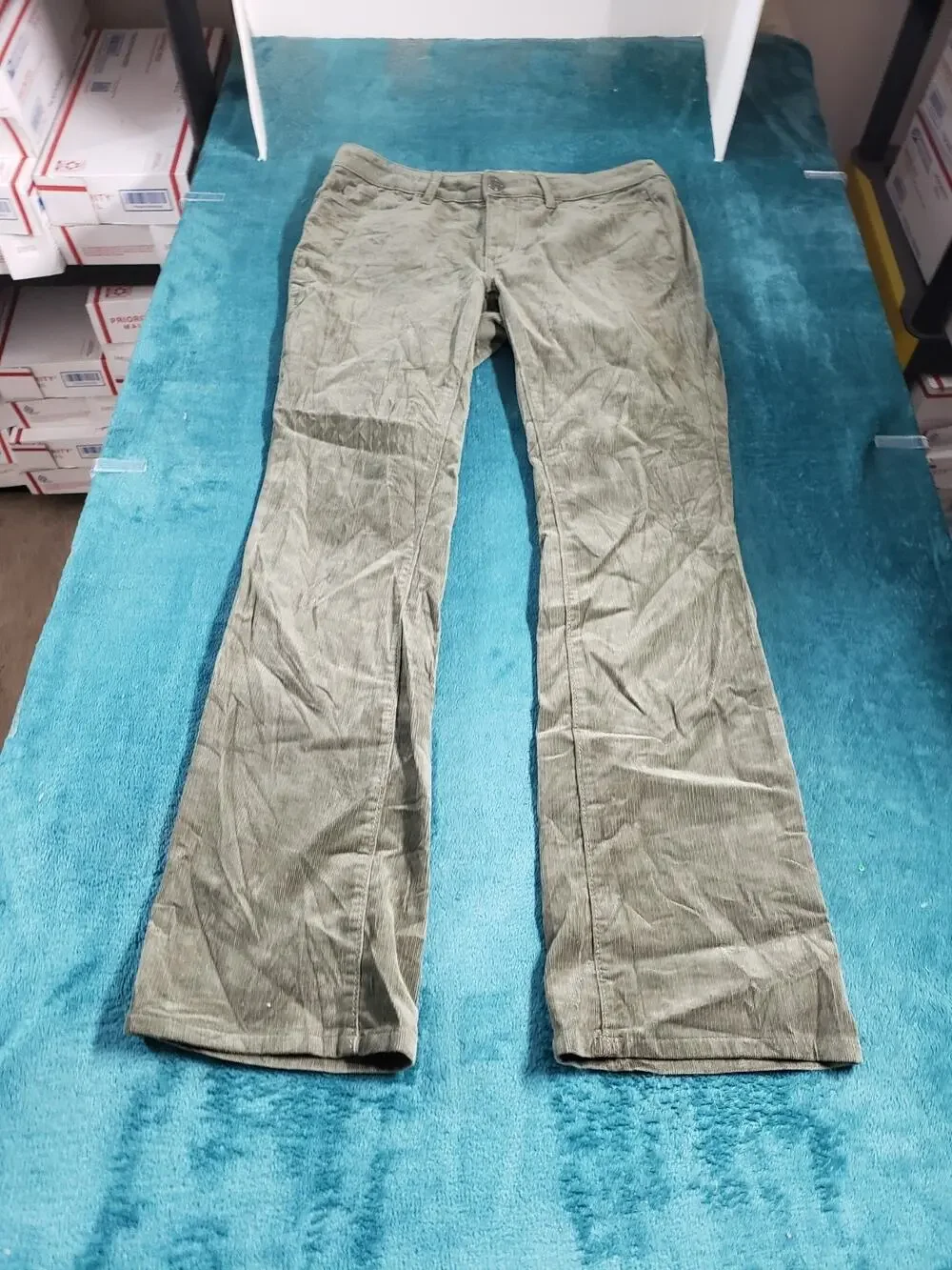 Loft Jeans Size 4 Petite Women Green Pant Corduroy Stretch Dark Mid Rise Bootcut